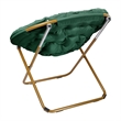 Folding XL Faux Fur Saucer Chair for Dorm or Bedroom - Emerald/Soft Gold