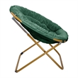 Folding XL Faux Fur Saucer Chair for Dorm or Bedroom - Emerald/Soft Gold
