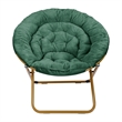 Folding XL Faux Fur Saucer Chair for Dorm or Bedroom - Emerald/Soft Gold