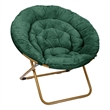 Folding XL Faux Fur Saucer Chair for Dorm or Bedroom - Emerald/Soft Gold