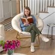 Folding XL Faux Fur Saucer Chair for Dorm or Bedroom - Ivory/Soft Gold