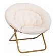 Folding XL Faux Fur Saucer Chair for Dorm or Bedroom - Ivory/Soft Gold