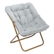 Folding Faux Fur Oversized Saucer Chair with Steel Frame - Gray/Soft Gold