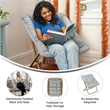 Folding Faux Fur Oversized Saucer Chair with Steel Frame - Gray/Soft Gold