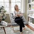 Folding Faux Fur Oversized Saucer Chair with Steel Frame - Gray/Soft Gold