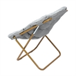 Folding Faux Fur Oversized Saucer Chair with Steel Frame - Gray/Soft Gold