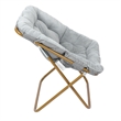 Folding Faux Fur Oversized Saucer Chair with Steel Frame - Gray/Soft Gold