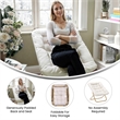 Folding Faux Shearling Oversized Saucer Chair with Steel Frame - Ivory/Soft Gold