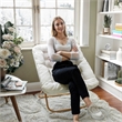 Folding Faux Shearling Oversized Saucer Chair with Steel Frame - Ivory/Soft Gold