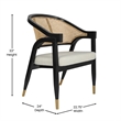 Commercial Grade Cane Rattan Dining Chair with Padded Seat - Natural/Black