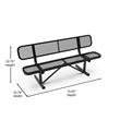 Commercial Grade 6' Expanded Mesh Metal Outdoor Bench with Backrest in Black