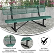 Commercial Grade 6' Expanded Mesh Metal Outdoor Bench with Backrest in Green