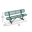 Commercial Grade 6' Expanded Mesh Metal Outdoor Bench with Backrest in Green