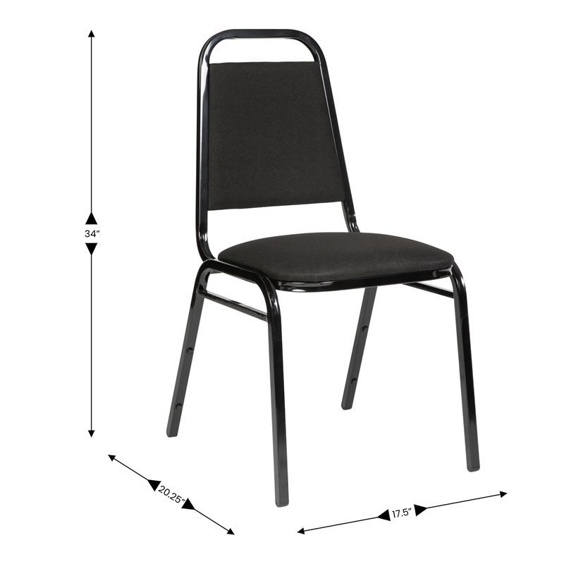 Trapezoidal Back Stacking Banquet Chair in Black Fabric - Black Frame