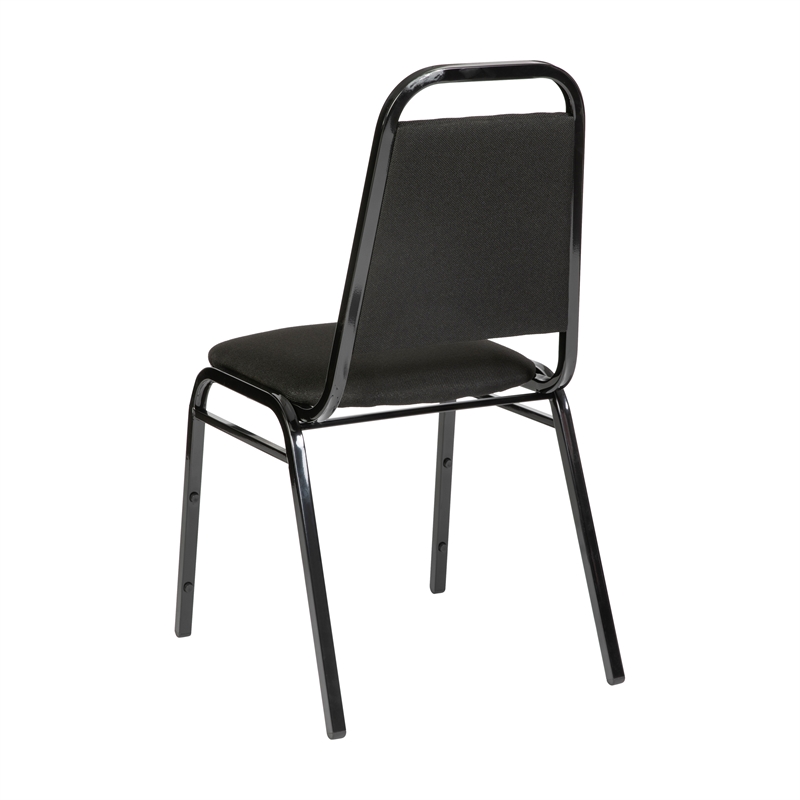 Trapezoidal Back Stacking Banquet Chair in Black Fabric - Black Frame