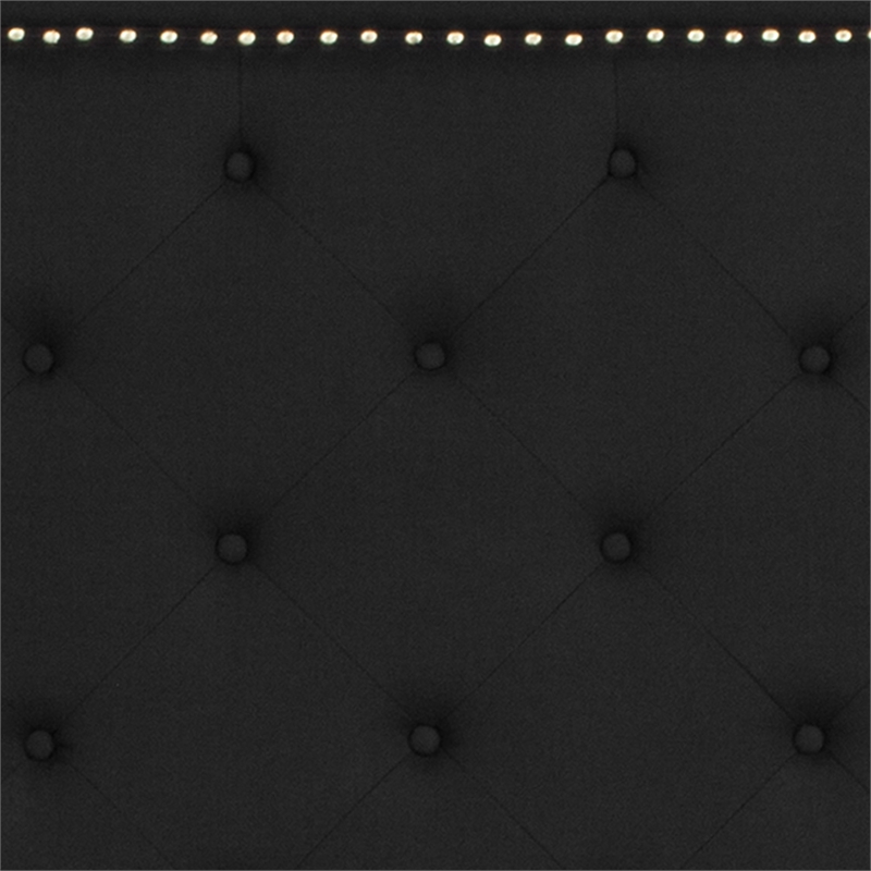 Full Tufted Platform Bed in Black Fabric with 10 Inch Pocket Spring Mattress