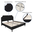 King Tufted Platform Bed in Black Fabric with 10 Inch Pocket Spring Mattress