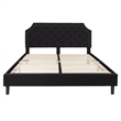 King Tufted Platform Bed in Black Fabric with 10 Inch Pocket Spring Mattress