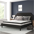 King Tufted Platform Bed in Black Fabric with 10 Inch Pocket Spring Mattress