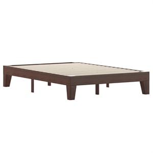 Wood Platform Bed with 14 Wooden Support Slats in Walnut - Full