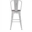 All-Weather Bar Height Stool with Poly Resin Seat - White/Gray