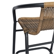 Commercial Indoor-Outdoor Rattan Restaurant Barstool Black Frame-Medium Brown