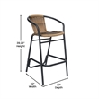 Commercial Indoor-Outdoor Rattan Restaurant Barstool Black Frame-Medium Brown