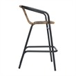 Commercial Indoor-Outdoor Rattan Restaurant Barstool Black Frame-Medium Brown