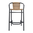 Commercial Indoor-Outdoor Rattan Restaurant Barstool Black Frame-Medium Brown
