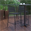 Commercial Black Indoor-Outdoor Restaurant Stacking Stool with Triple Slat Back