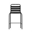 Commercial Black Indoor-Outdoor Restaurant Stacking Stool with Triple Slat Back