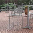 Commercial Silver Indoor-Outdoor Restaurant Stacking Stool with Triple Slat Back