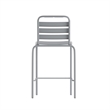 Commercial Silver Indoor-Outdoor Restaurant Stacking Stool with Triple Slat Back