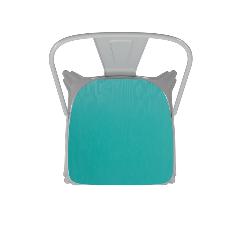 All-Weather Commercial Stack Chair & Poly Resin Seat - White/Mint