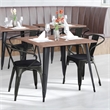 All-Weather Metal Stack Chair with Arms and Poly Resin Seat - Black/Black