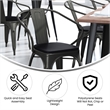 All-Weather Metal Stack Chair with Arms and Poly Resin Seat - Black/Black