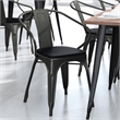 All-Weather Metal Stack Chair with Arms and Poly Resin Seat - Black/Black