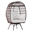 Commercial Indoor/Outdoor Wicker Swivel Lounge Chair with 4 Cushions in Brn/Crm