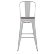 All-Weather Commercial Bar Stool with Removable Back/Poly Seat-White/Gray