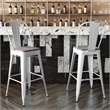 All-Weather Commercial Bar Stool with Removable Back/Poly Seat-White/Gray