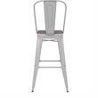 All-Weather Commercial Bar Stool with Removable Back/Poly Seat-White/Gray