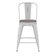 All-Weather Counter Height Stool with Poly Resin Seat - White/Gray