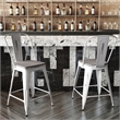 All-Weather Counter Height Stool with Poly Resin Seat - White/Gray