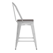 All-Weather Counter Height Stool with Poly Resin Seat - White/Gray