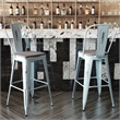 All-Weather Bar Height Stool with Poly Resin Seat - Green-Blue/Gray