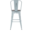 All-Weather Bar Height Stool with Poly Resin Seat - Green-Blue/Gray