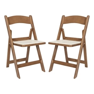 2PK Indoor/Outdoor Lightweight Wood Look Resin Folding Event Chair in Chestnut
