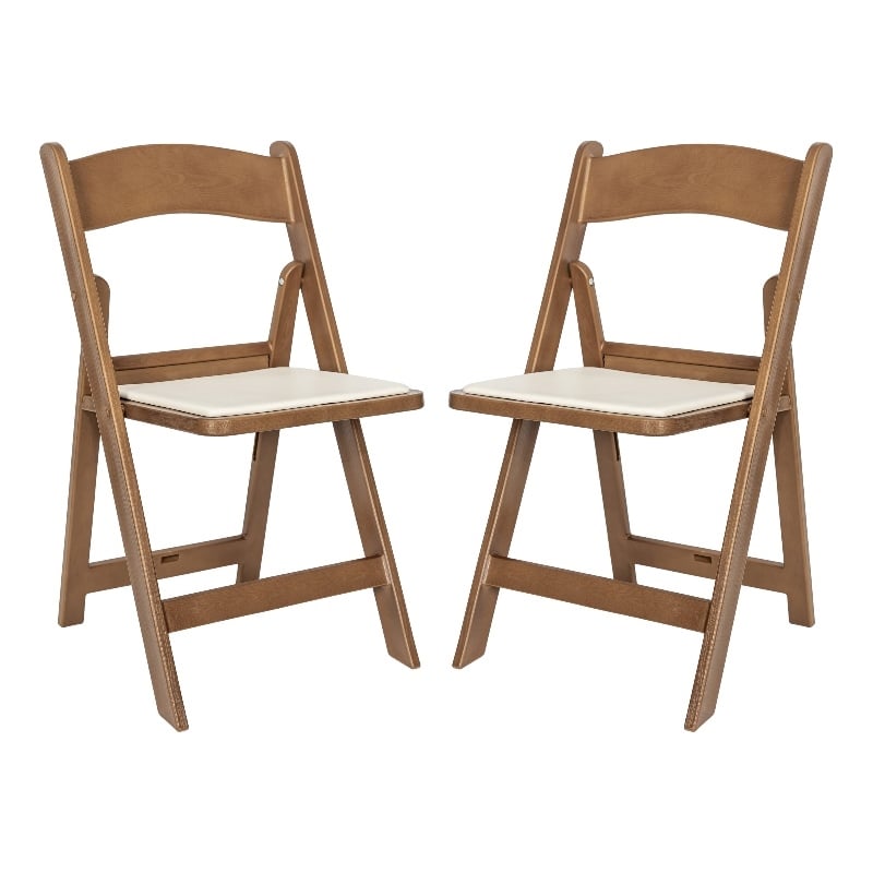 2PK Indoor/Outdoor Lightweight Wood Look Resin Folding Event Chair in Chestnut