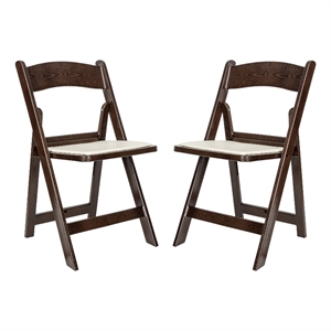 2PK Indoor/Outdoor Lightweight Wood Look Resin Folding Event Chair in Dark Brown