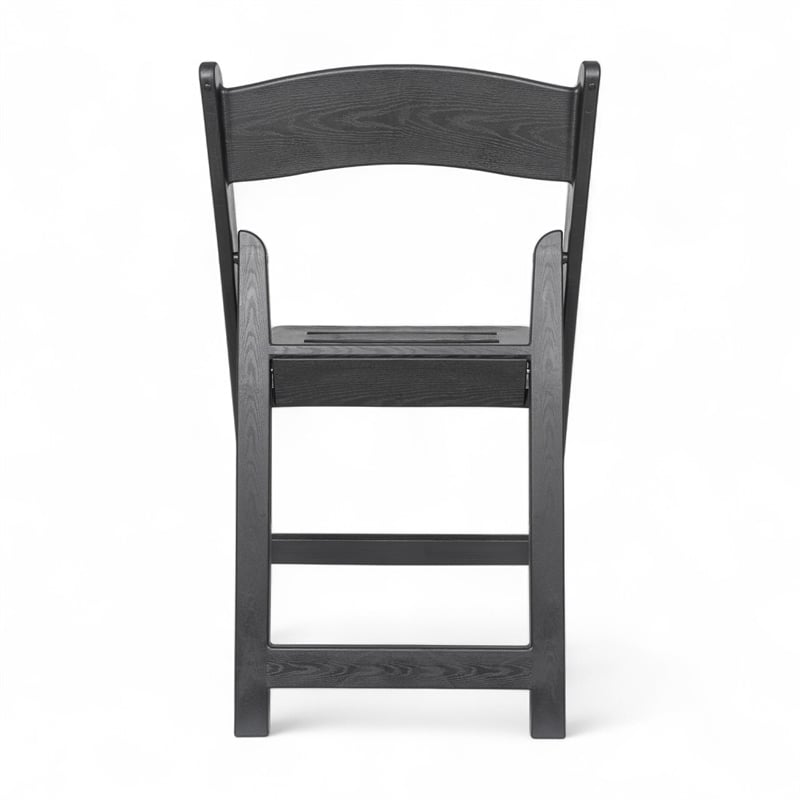 Indoor/Outdoor Lightweight Wood Look Resin Folding Event Chair in Black